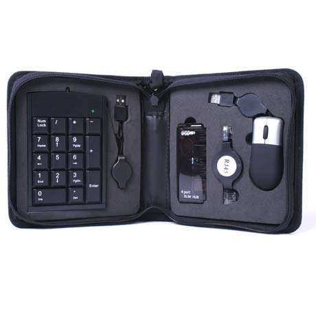 Portable Travel Kit Bag USB Hub Mouse+ Keyboard