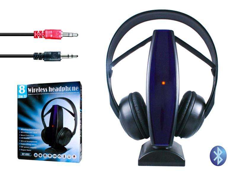 Wireless Earphone 8 in 1 for MP3 PC TV DVD With FM Radio