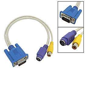 PC VGA to TV S-Video RCA AV Out Converter Adapter Cable allows video from your PC to TV with S-Video