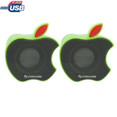 2 Mini Apple Shape Speakers for MP3/MP4, PC and other digital players