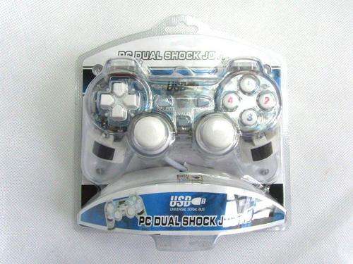 PC dual shock joypad with blue illuminating light