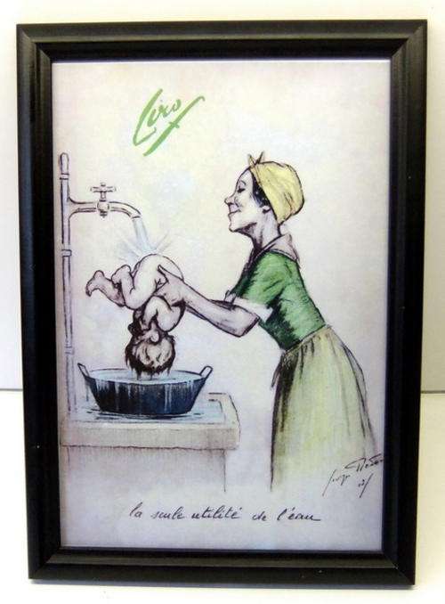 French Naive Print "Ciro`s 1928" in Frame and glass total H23cm x W24.5cm