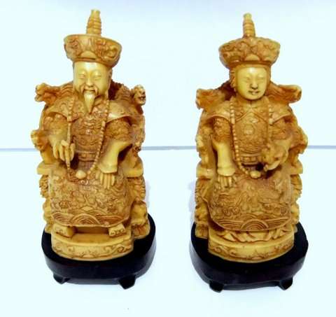 Resin Composite Chinese Ancestor Figurines 20th Century (H13 x W6 x D5cm)