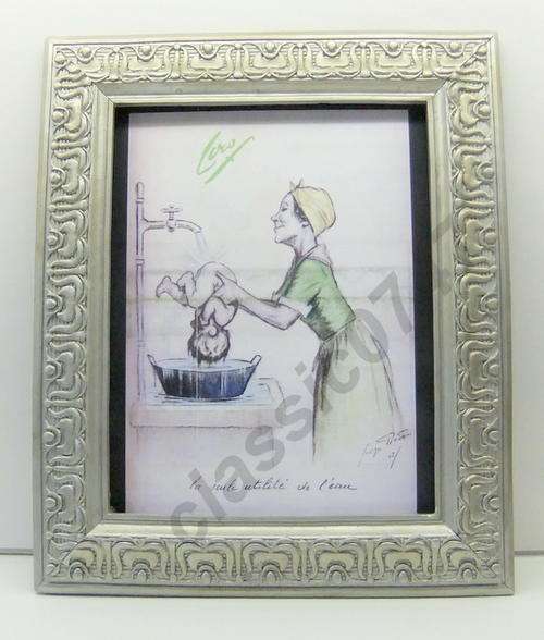 French Naive Print "Ciro`s 1928" in Frame and glass total H23cm x W24.5cm