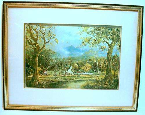 Painting Print  By GABRIEL de JONGH in  frame and glass total H48.5cm x W 61.5cm