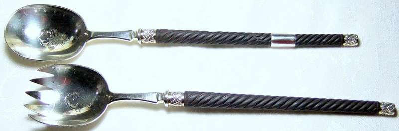 Unusual antique salat spoon and fork (Silverplated)