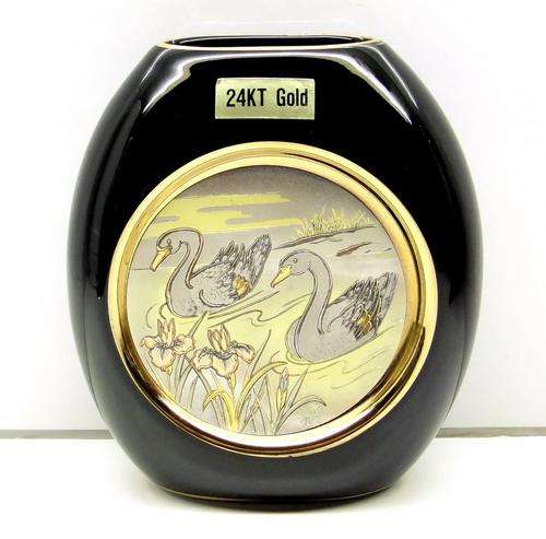 COLLECTABLE 24K GOLD EDGED VASE - THE ART OF CHOKIN-JAPAN