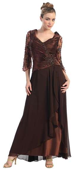 Elegant Evening Dress. In stock in Chocolate Brown (size XL). FREE, OVERNIGHT delivery!!