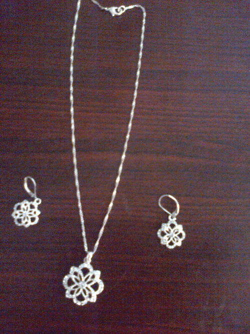 Sterling Silver Chain, pendant and Earing set
