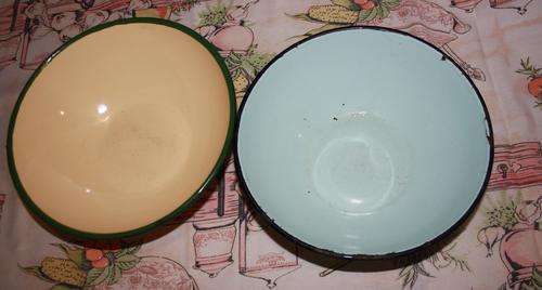 2 Enamel Bowls in pristine condition