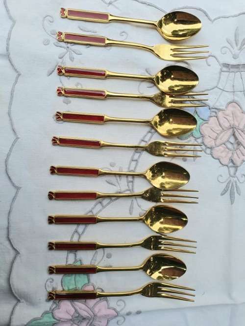 for Royal Albert Lady Hamilton EETRITE 24kt gold Plate tea cutlery (Set nr 1)