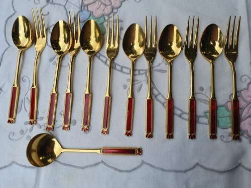for Royal Albert Lady Hamilton EETRITE 24kt gold Plate tea cutlery (Set nr 1)