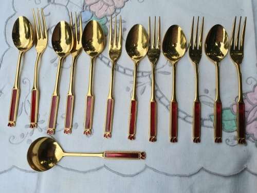 for Royal Albert Lady Hamilton EETRITE 24kt gold Plate tea cutlery (Set nr 1)