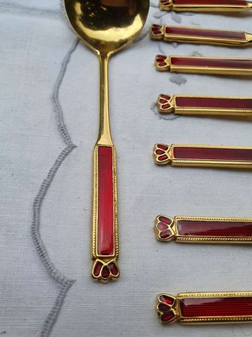 for Royal Albert Lady Hamilton EETRITE 24kt gold Plate tea cutlery (Set nr 1)