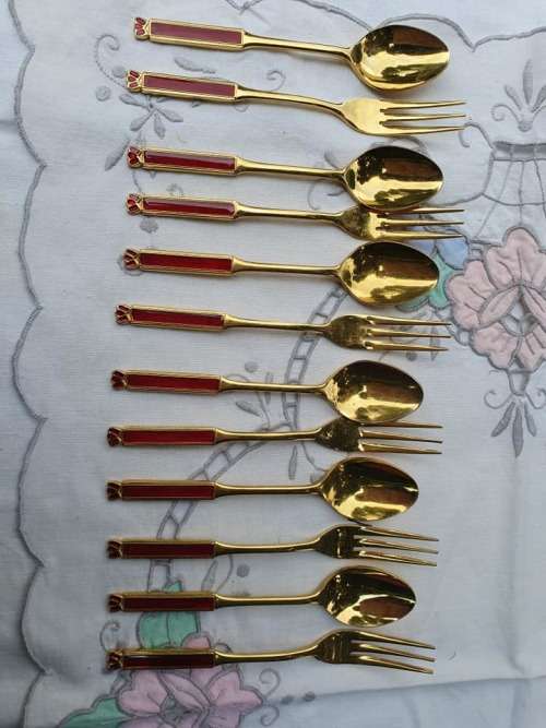 for Royal Albert Lady Hamilton EETRITE 24kt gold Plate tea cutlery (Set nr 1)