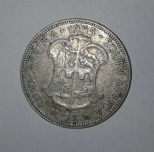1955 S.A. Union 2 Shillings - condition as per image - 50% silver