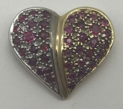 Vintage 9ct Gold Ruby Heart Shaped Pendant