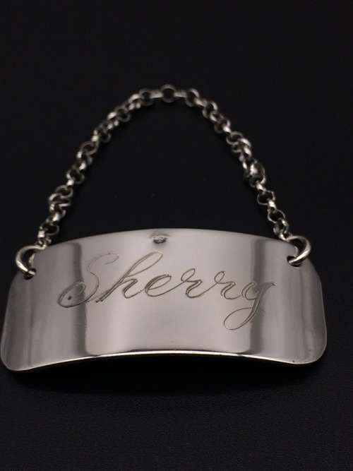 Sterling Silver `Sherry` Decanter Label