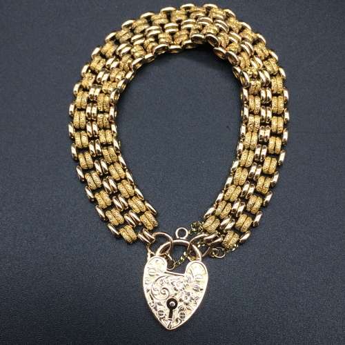 Victorian Rose Gold Fancy Link Padlocked Bracelet  (Lori only)