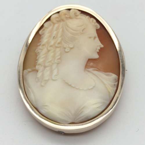 9ct Rose Gold `Signed` Cameo Brooch (V. R20 130)