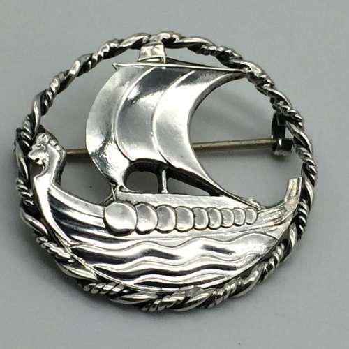 Vintage Danish Silver 'Viking' Brooch