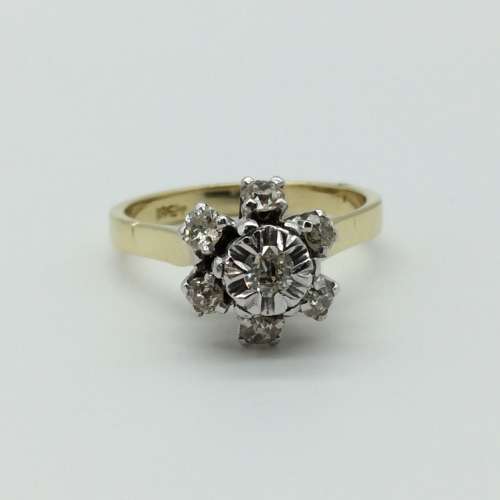 Vintage 18ct Diamond Cluster Ring
