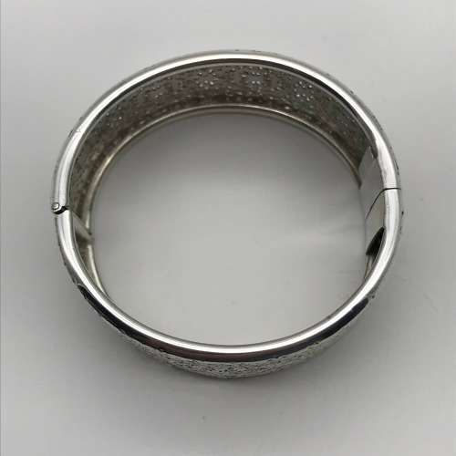 Early Solid Silver Filigree Hinged Bangle