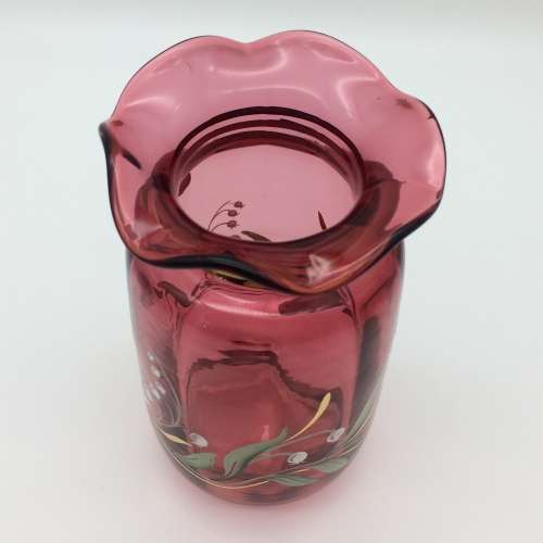 Attractive Vintage `Bohemia` Cranberry Glass Vase