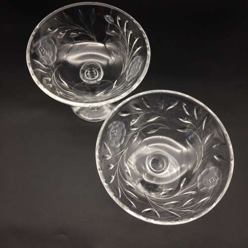 Lovely Pair of Vintage `Rose-cut` Crystal Tazza`s/Compotes ( for Paula )