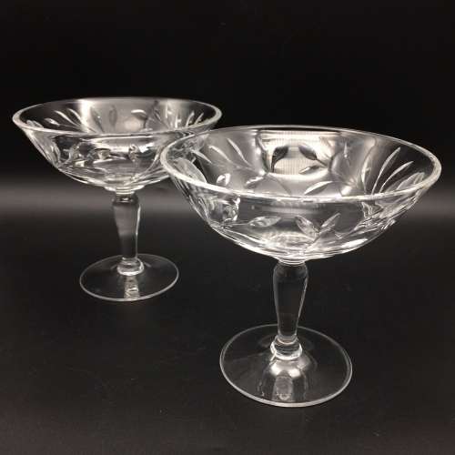 Lovely Pair of Vintage `Rose-cut` Crystal Tazza`s/Compotes ( for Paula )