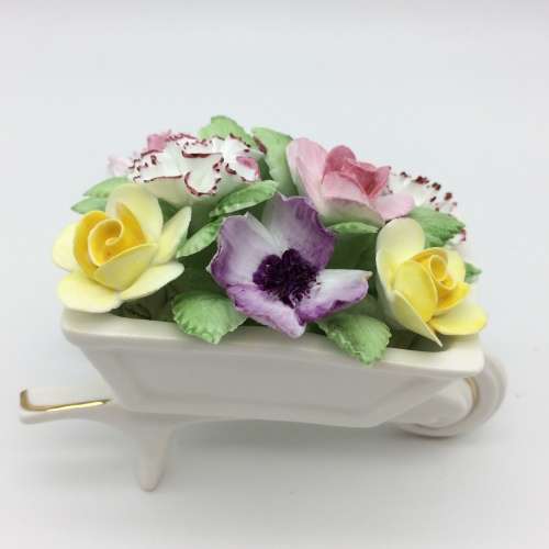 Pretty Royal Doulton China `Wheelbarrow` Flower Posy