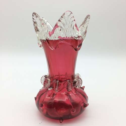 Superb Matching Pair of Antique Cranberry Glass Vases