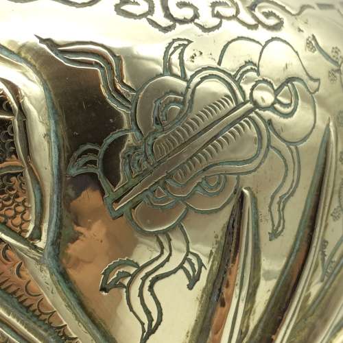 Amazing Early Large Signed Chinese Brass Dragon Vase