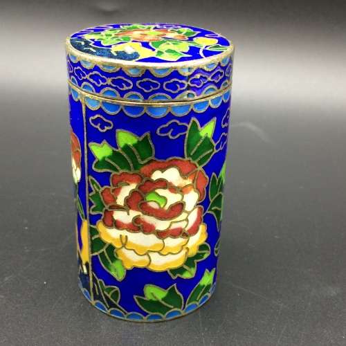 Early Round Cloisonné Cylinder Box and Lid