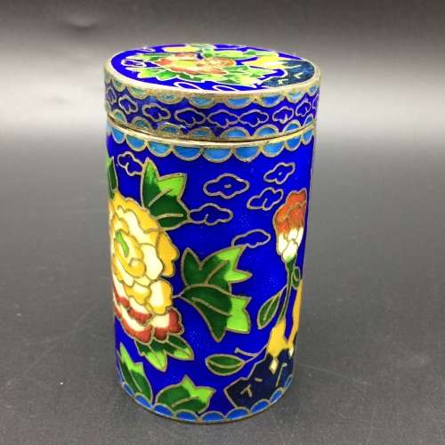 Early Round Cloisonné Cylinder Box and Lid