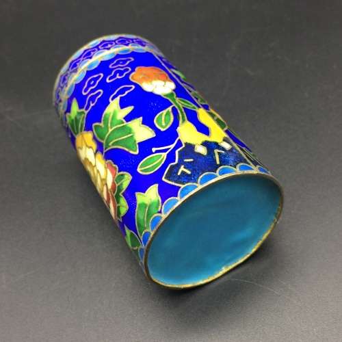 Early Round Cloisonné Cylinder Box and Lid