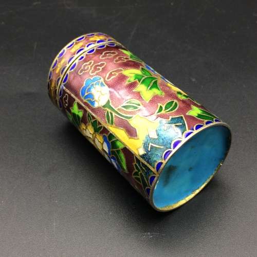 Colourful Vintage Cloisonne Cylinder Box and Lid