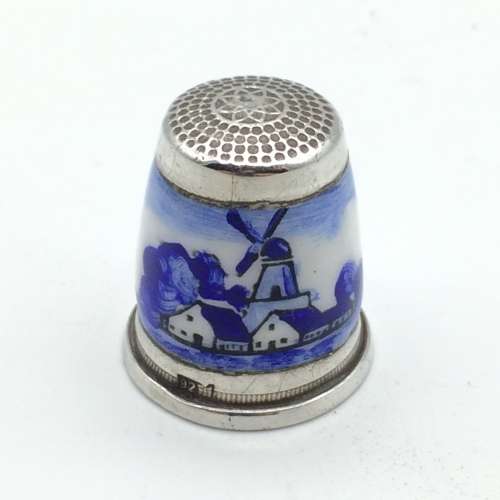 Dutch Sterling Silver and Enamel Thimble