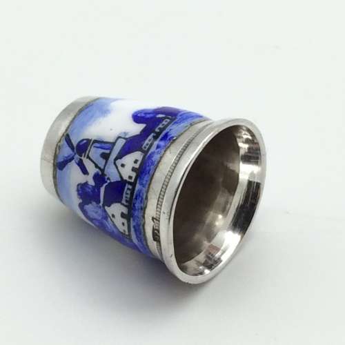 Dutch Sterling Silver and Enamel Thimble