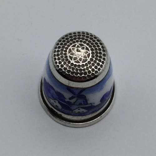 Dutch Sterling Silver and Enamel Thimble