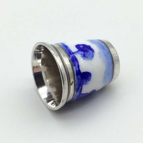 Dutch Sterling Silver and Enamel Thimble