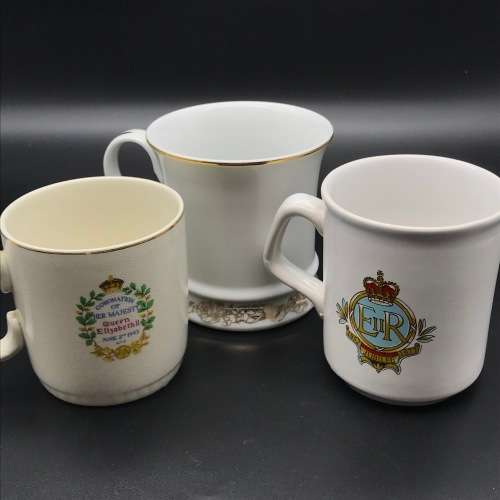 Three Collectable `Queen Elizabeth II` Commemorative Mugs