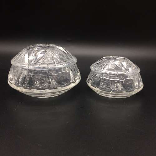 Lovely Crystal Vintage Trinket Bowls and Lids