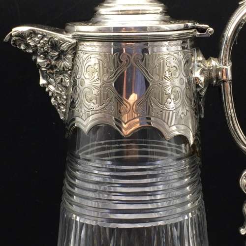 Victorian Cut Crystal and Silver Plated Claret Jug