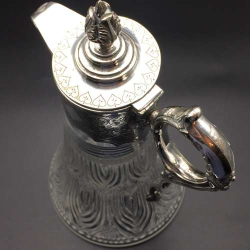Victorian Cut Crystal and Silver Plated Claret Jug
