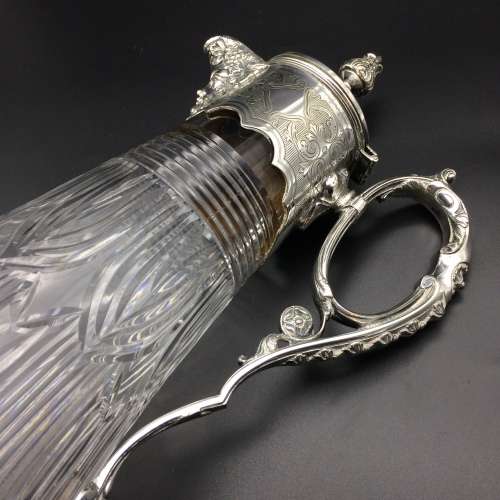 Victorian Cut Crystal and Silver Plated Claret Jug