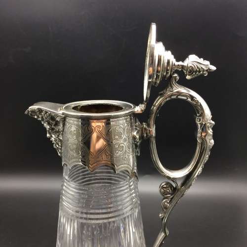 Victorian Cut Crystal and Silver Plated Claret Jug