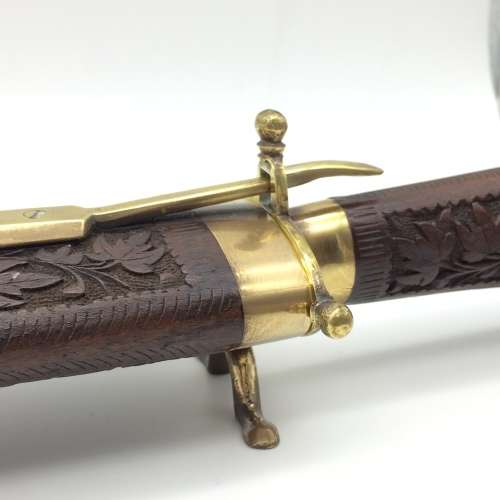 Beautiful Vintage Wood and Brass Cased Knife and Fork Carving Set