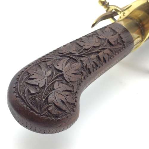Beautiful Vintage Wood and Brass Cased Knife and Fork Carving Set