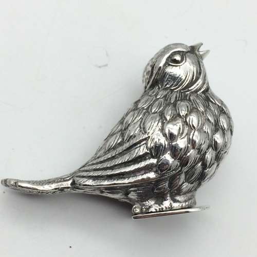 Amazing Pair of Solid Silver `Bird` Salt and Pepper Shakers